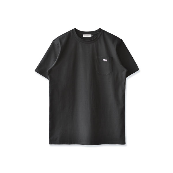 【日本製】 tシャツ メンズ 半袖 オーガニックコットン 綿100% クルーネック ワンポケット 刺繍 無地 ブラック(FL24SS-004-bk)